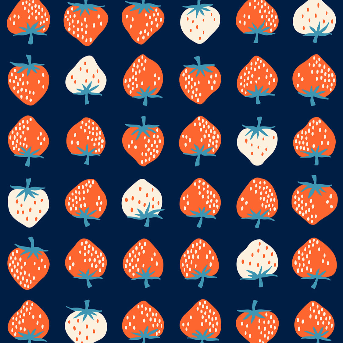 1/2 Yard - Strawberry in Navy, Strawberry Collection by Kim Kight