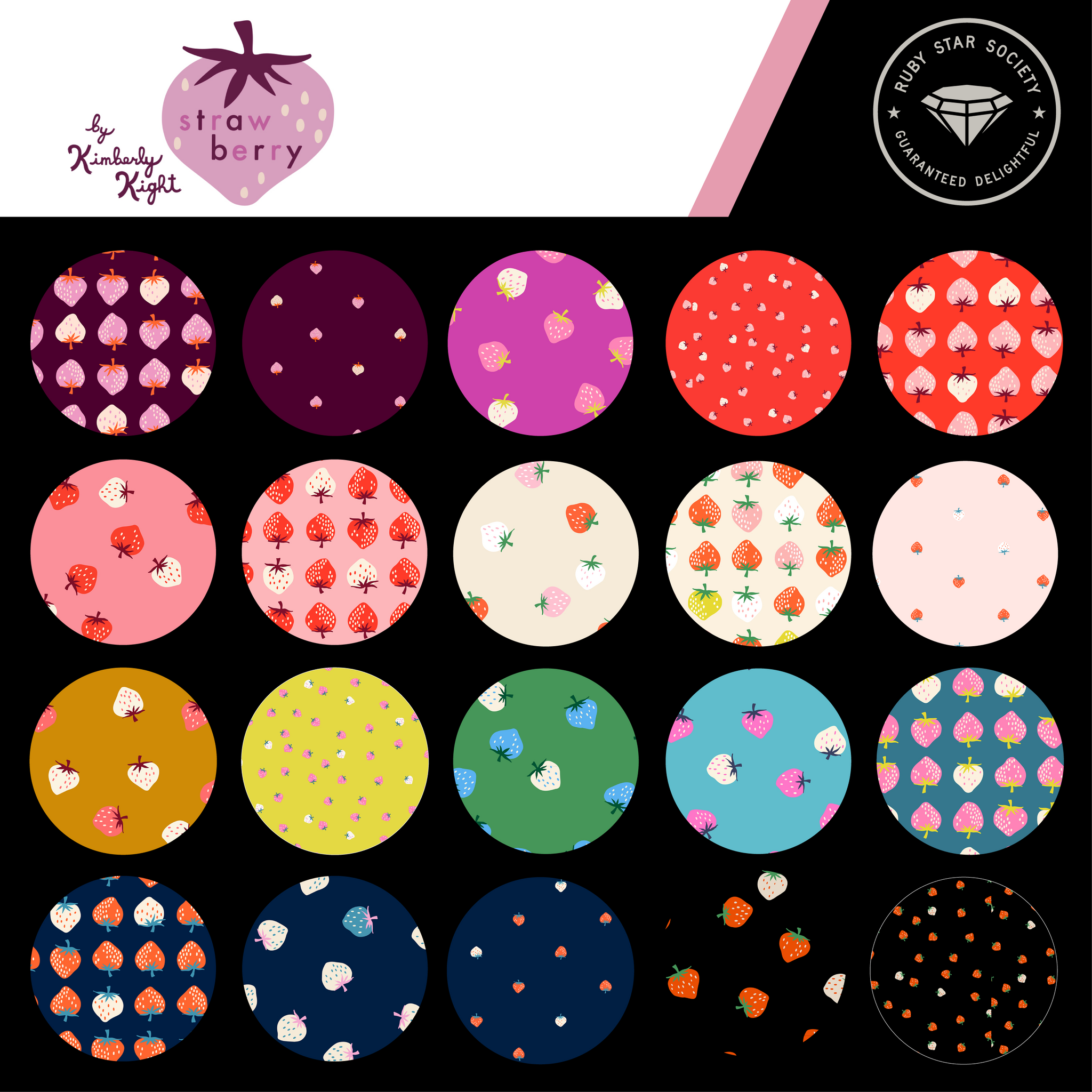 strawberryページ 1/2 Yard - Strawberry in Navy, Strawberry Collection by Kim