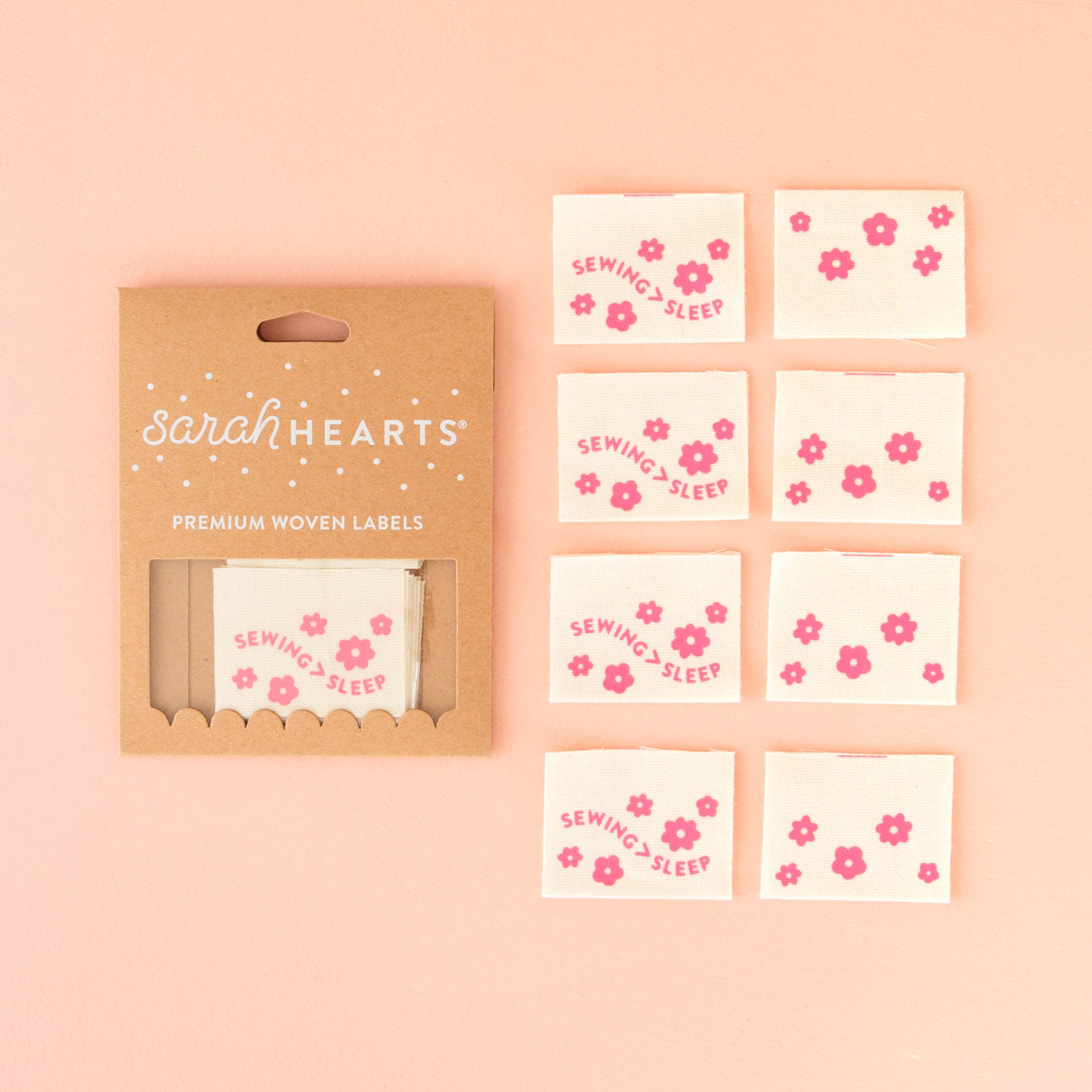 Sarah Hearts - Sewing > Sleep Pink Organic Cotton Labels - Sewing